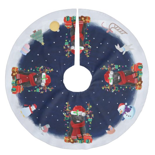 Newfoundland Dog Laat het sneeuwen Kerstboom Rok (Voorkant)