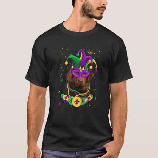 Newfoundland Dog Lover Mardi Gras Carnival Funny M T-shirt (Voorkant)