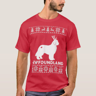 Newfoundland Dog Pet Lover Reindeer Ugly Kerstmis T-shirt