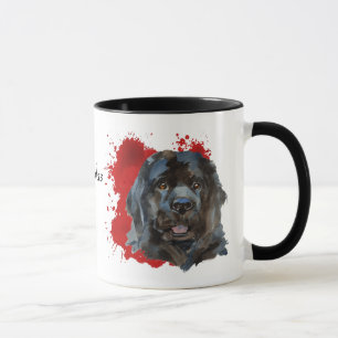 Newfoundland Dog Red Abstracte achtergrond Mok