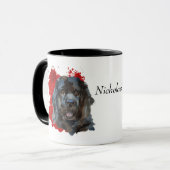 Newfoundland Dog Red Abstracte achtergrond Mok (Voorkant links)