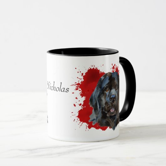 Newfoundland Dog Red Abstracte achtergrond Mok (Voorkant rechts)