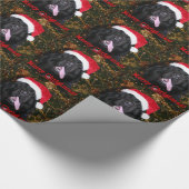 Newfoundland Dog Santa Hat Cadeaupapier (Hoek)