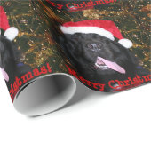 Newfoundland Dog Santa Hat Cadeaupapier (Rol Hoek)
