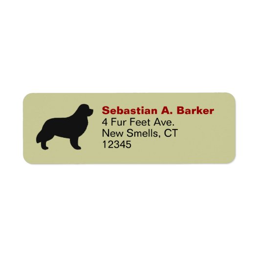 Newfoundland Dog Silhouette Return Address Label (Voorkant)