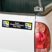 Newfoundland Dog Silhouette Yellow & Blue Grid Bumpersticker (Op Truck)