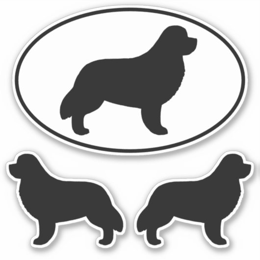 Newfoundland Dog Silhouettes Newf Vinyl Stickers (Voorkant)