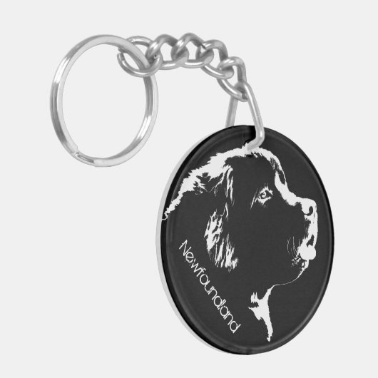Newfoundland Dog Sleutelhanger Custom Pup Dog Sleu (Voorkant Links)