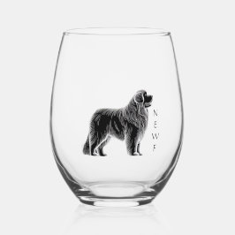 Newfoundland Dog Stemless Wine Glass Wijnglas Zonder Voet