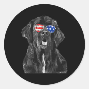 Newfoundland Dog Sungles vlag Amerikaanse 4th of J Ronde Sticker