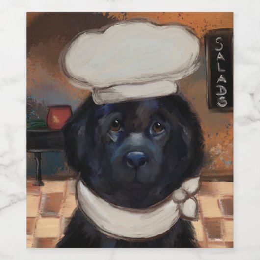 Newfoundland Dog Wijn Etiket (Enkel label)