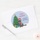Newfoundland en kerstboom ronde sticker (Envelop)