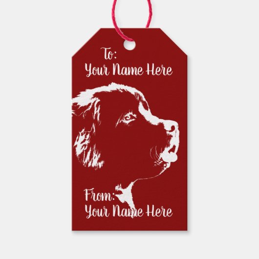 Newfoundland Gift Labels Custom Puppy Dog Gift Lab Cadeaulabel (Voorkant)