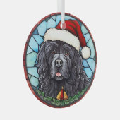 Newfoundland Glas in lood Kerst Glas Ornament (Voorkant Rechts)