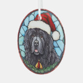 Newfoundland Glas in lood Kerst Glas Ornament (Voorkant links)