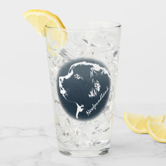 Newfoundland Glass Newfoundland Pup Glass Custom Glas (Voorkant ijs)