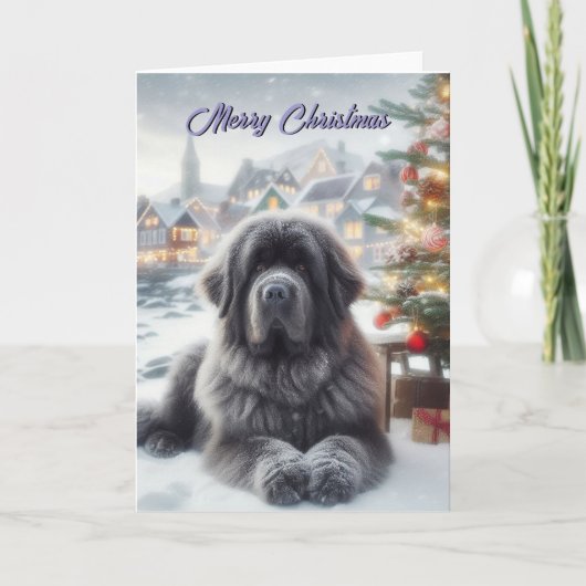 Newfoundland Grey Newf Christmas Kaart (Voorkant)