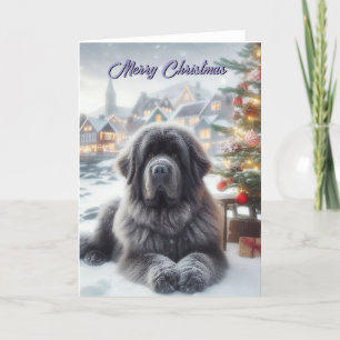 Newfoundland Grey Newf Christmas Kaart