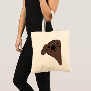 Newfoundland hond bruin glurend cartoon tote bag