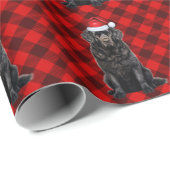 Newfoundland hond en rode feestdag gespeeld Kerstm Cadeaupapier (Rol Hoek)