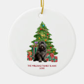 Newfoundland Hond Familie Kerstmis Keramisch Ornament (Voorkant)