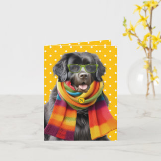 Newfoundland-hond geel stippenpatroon met monogram kaart