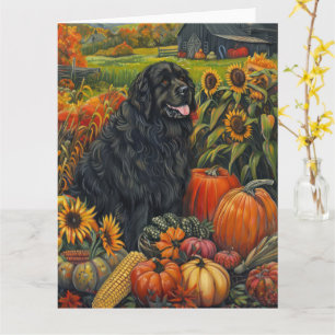 Newfoundland-hond Herfst Oogst Thanksgiving Kaart