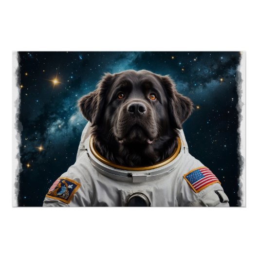 Newfoundland Hond in de ruimte Perfect Poster (Voorkant)