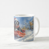 Newfoundland Hond in Sledge Laat het Sneeuw Kerstm Koffiemok (Voorkant rechts)