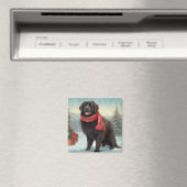 Newfoundland Hond in Sneeuw Kerstmis Magneet (Insitu (Vaatwasser))