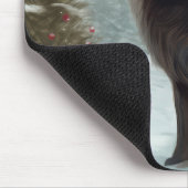 Newfoundland Hond in Sneeuw Kerstmis Muismat (Hoek)