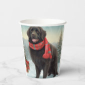 Newfoundland Hond in Sneeuw Kerstmis Papieren Bekers (Achterkant)