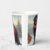 Newfoundland Hond in Sneeuw Kerstmis Papieren Bekers (Links)