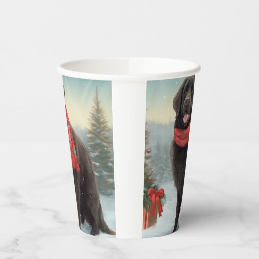 Newfoundland Hond in Sneeuw Kerstmis Papieren Bekers (Links)