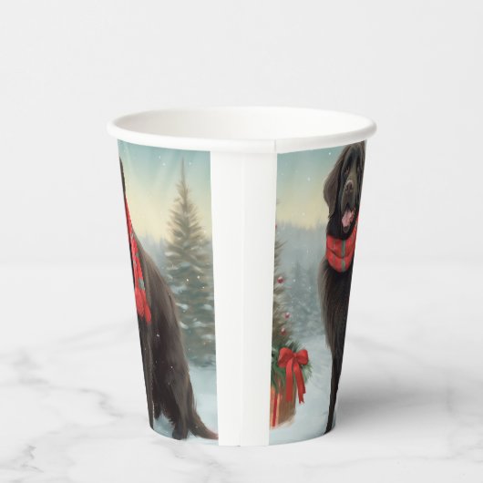 Newfoundland Hond in Sneeuw Kerstmis Papieren Bekers (Rechts)