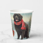Newfoundland Hond in Sneeuw Kerstmis Papieren Bekers (Voorkant)