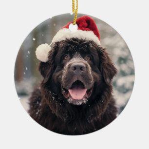 Newfoundland Hond Kerstaandenken Keramisch Ornament
