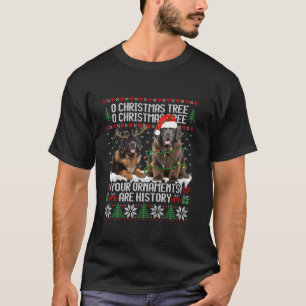 Newfoundland Hond Kerstboom Lights Puppy Dog L T-shirt