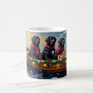 Newfoundland-hond Kerstboot Vakantie Koffiemok