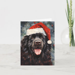 Newfoundland hond Kerstborstel schilderen kunstwer Kaart