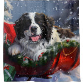 Newfoundland Hond Kerstfeest Douchegordijn (Voorkant)