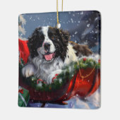 Newfoundland Hond Kerstfeest Keramisch Ornament (Links)