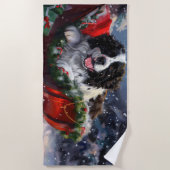Newfoundland Hond Kerstfeest Strandlaken (Voorkant)