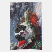 Newfoundland Hond Kerstfeest Theedoek (Verticaal)