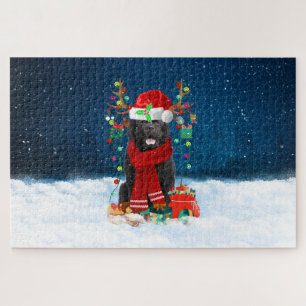 Newfoundland-hond met kerstcadeaus legpuzzel