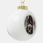 Newfoundland Hond Rijden Motorfiets Kerstmis Keramische Bal Ornament (Links)