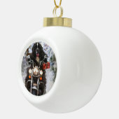 Newfoundland Hond Rijden Motorfiets Kerstmis Keramische Bal Ornament (Rechts)