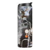 Newfoundland Hond Rijden Motorfiets Kerstmis Thermosbeker (Gedraaid links)