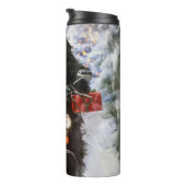 Newfoundland Hond Rijden Motorfiets Kerstmis Thermosbeker (Geroteerd rechts)