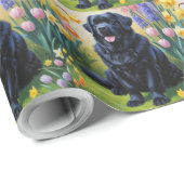 Newfoundland Hond Spring Bloemen Schilderen Cadeaupapier (Rol Hoek)